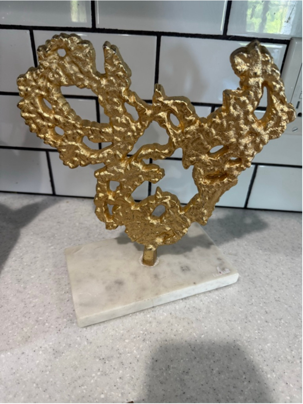 Gold Abstract on Marble Stand